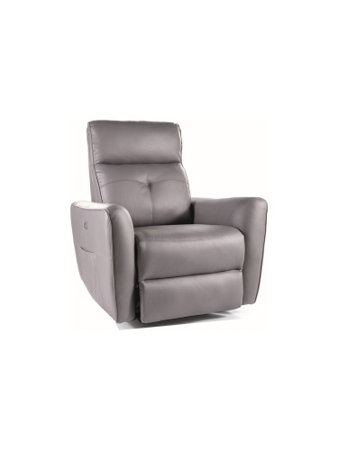 Кресло с масажна функция - сива еко кожа
