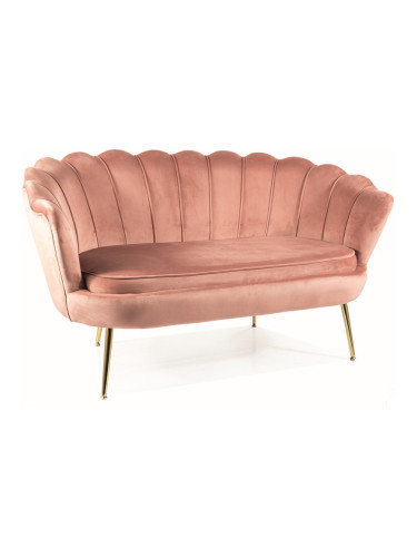 Кадифен диван - златно/розово