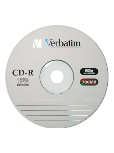 Оптичен носител CD-R media 700MB, Verbatim, 52x, 1бр., без опаковка