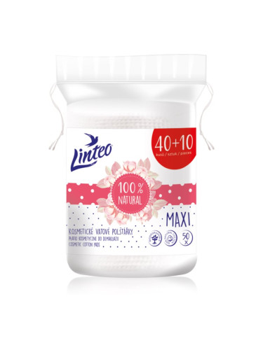 Linteo Natural Cotton Pads тампони за почистване на грим Maxi 40 + 10ks 50 бр.