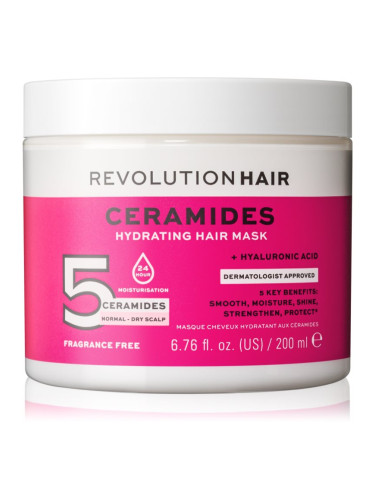 Revolution Haircare 5 Ceramides + Hyaluronic Acid хидратираща маска за коса с церамиди 200 мл.