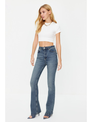 Trendyol Blue High Waist Flare Jeans
