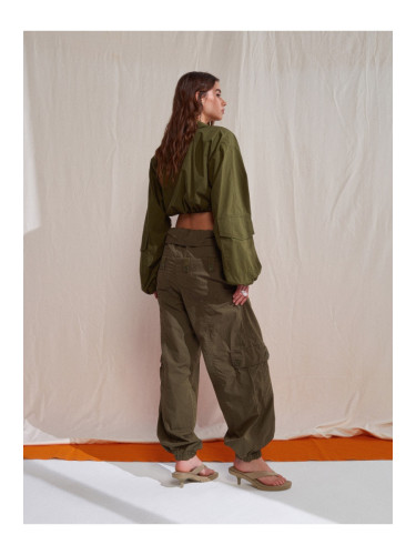 Dilvin 70928 Waist Fold Cargo Pants-Khaki