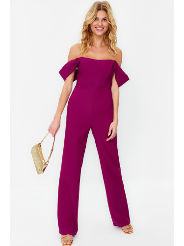 Trendyol Plum Lined Underwire Woven Jumpsuit