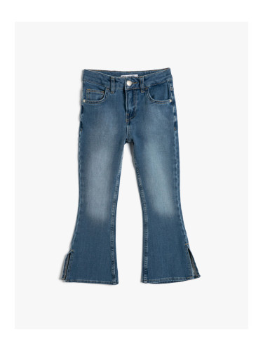 Koton Spanish Leg Denim Pants with Slits and Pockets, Cotton - Flare Jeans