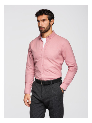 Ombre Men's REGULAR FIT cotton shirt with pocket - pink