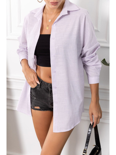 armonika Women's Lilac Striped Look Oversize Long Basic Shirt