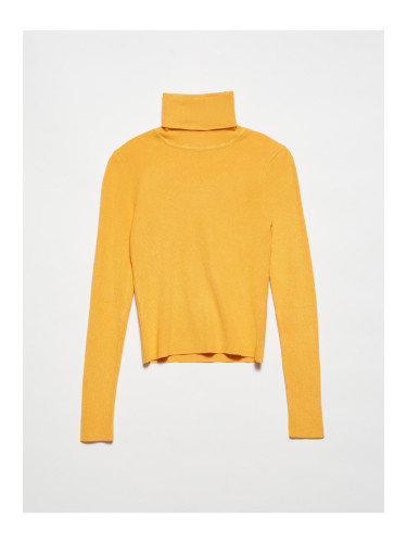 Dilvin 10225 Turtleneck Sweater-mustard