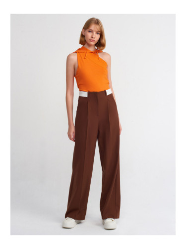 Dilvin 71219 Turn Up Belt Trousers-Brown