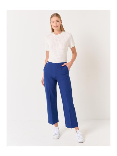 Jimmy Key Navy Blue High Waist Straight Woven Trousers with Pockets