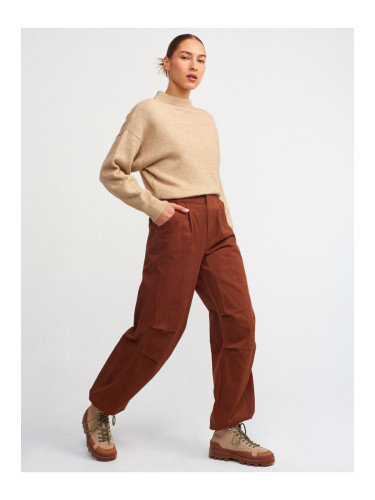 Dilvin 70409 Wide Leg Trousers-brown