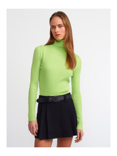 Dilvin 1297 Turtleneck Ribbed Basic Sweater-apple Y.