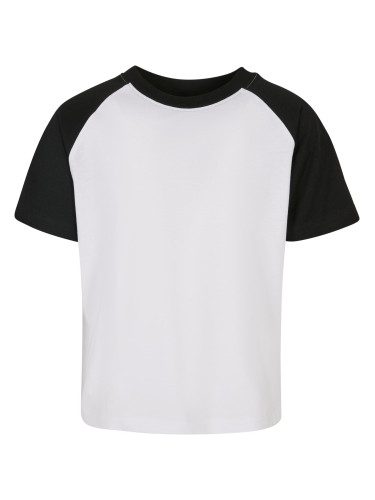 Boys' T-shirt with contrasting raglan white/black