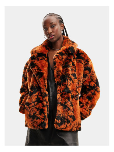 Desigual Кожено палто 23WWEW69 Оранжев Regular Fit