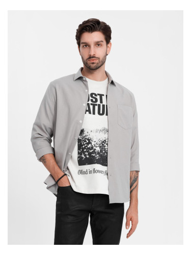Ombre Men's REGULAR FIT shirt with pocket - gray