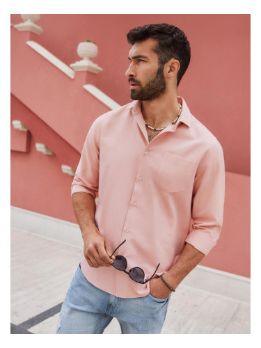 Ombre Men's REGULAR FIT shirt with pocket - pink
