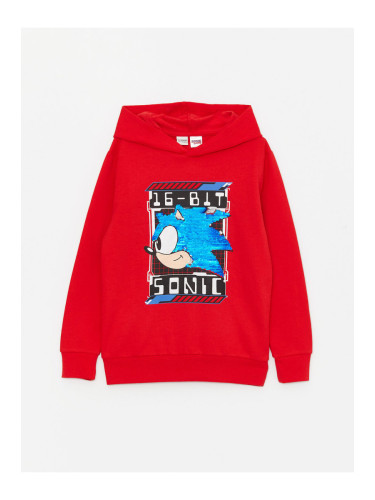 LC Waikiki Boys' Sonic Printed Reversible Sequined Hoodie