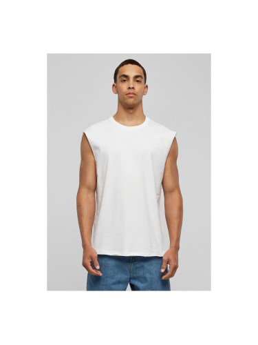 White sleeveless T-shirt with open brim