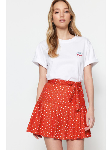 Trendyol Pomegranate Blossom Polka Dot Skirt Look High Waist Mini Knitted Shorts