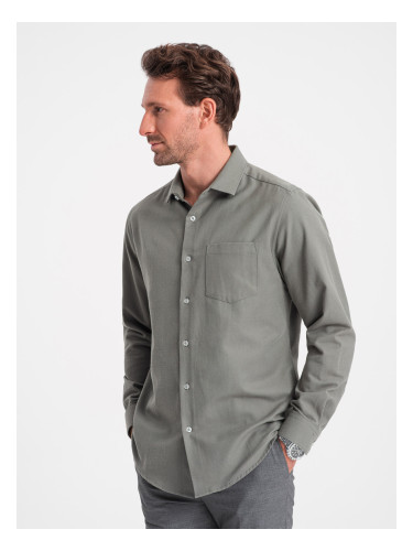 Ombre Men's REGULAR FIT shirt with pocket - khaki
