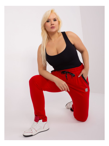 Red plus size sweatpants with ties
