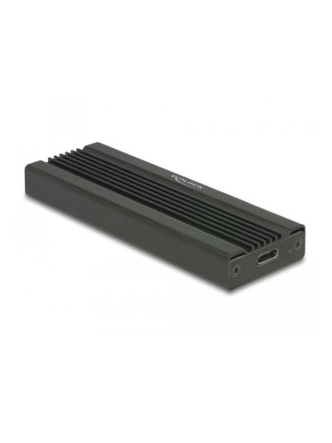 Кутия M.2 2280, DeLock 42600, за М.2 2280 SSD, USB3.2 Gen 2 Type-C, кабел от USB-C(м) към USB-C(м), черна