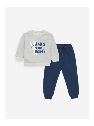 LC Waikiki Crew Neck Long Sleeve Printed Baby Boy Sweatshirt and Sweatpants 2-Piece Set