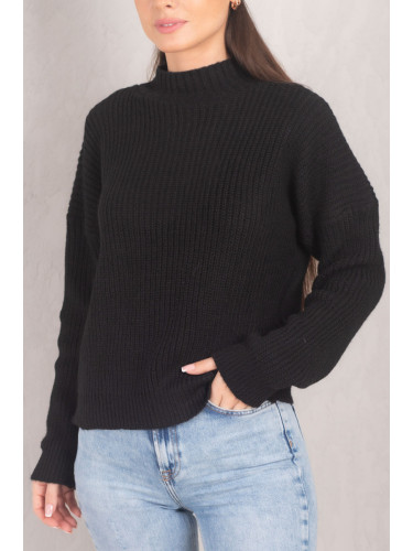 armonika Women's Black High Neck Knitwear Knit Sweater