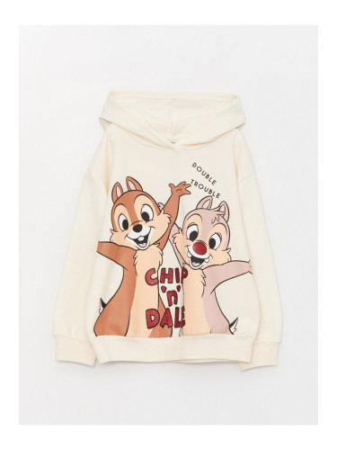 LC Waikiki Girls' Chip'n Dale Printed Long Sleeve Hoodie