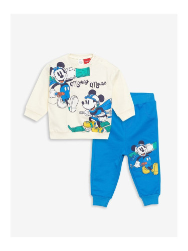 LC Waikiki Crew Neck Mickey Mouse Printed Baby Boy T-Shirt and Tracksuit Bottom 2-Piece Set