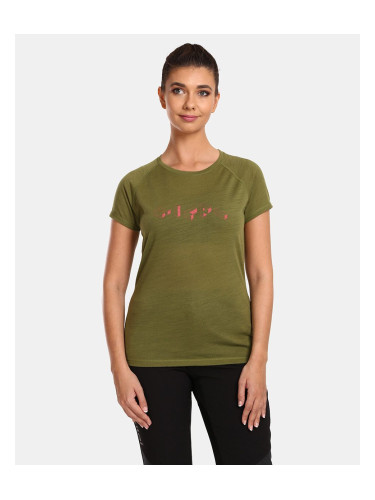 Green women's T-shirt with wool blend Kilpi ZARJA