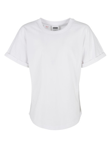 Long Shaped Turnup Tee T-Shirt for Boys - White