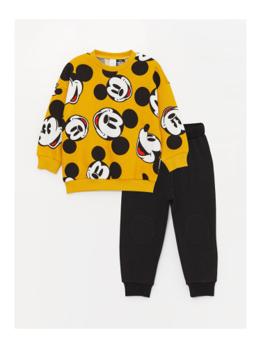 LC Waikiki Crew Neck Mickey Mouse Printed Baby Boy Pants and Sweatshirt Set 2-Pack