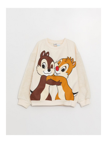 LC Waikiki Girls' Crew Neck Chip'n Dale Printed Long Sleeve Sweatshirt