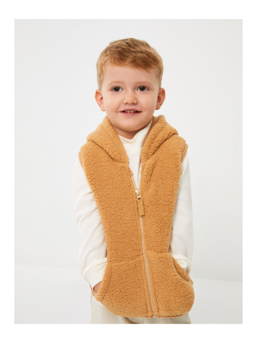 LC Waikiki Hooded Collar Baby Boy Zippered Plush Vest