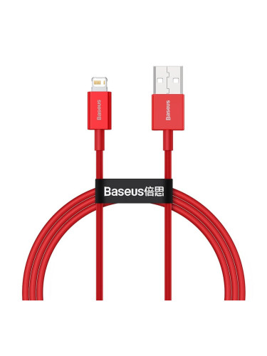 Кабел Baseus Superior Lightning Red (CALYS-A09), от USB-A(м) към Lightning(м), 1m, 2.4A/12W, червен