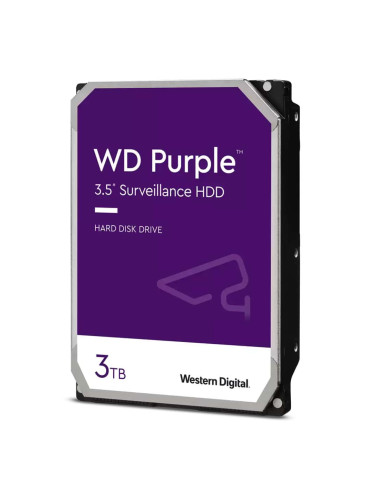Твърд диск 3TB, Western Digital Purple Surveillance Hard Drive, SATA 6Gb/s, 5400 rpm, 3.5"(8.89 cm)