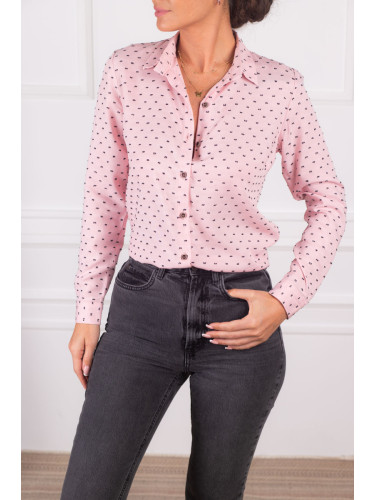 armonika Women's Pink Patterned Long Sleeve Shirt
