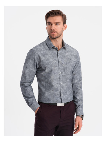 Ombre Classic men's flannel cotton plaid shirt - gray