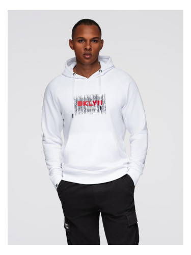 Ombre Men's classic printed kangaroo sweatshirt - white