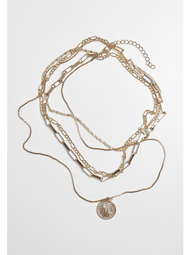 Necklace layered with a coin - gold color