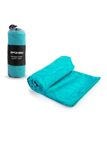 Spokey MANDALA Quick-drying sports towel, turquoise, 80 x 160 cm