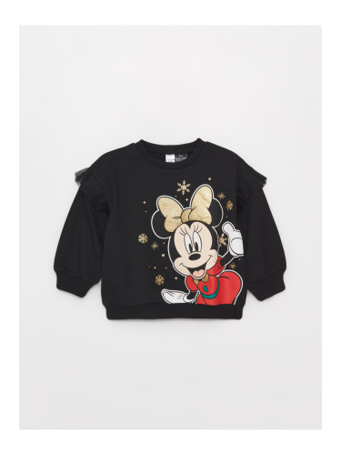 LC Waikiki Crew Neck Long Sleeve Minnie Mouse Printed Baby Girl Sweatshirt