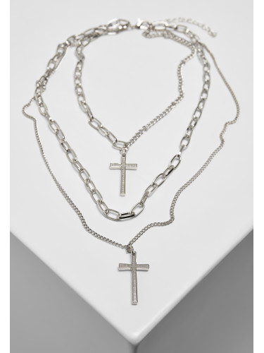 Necklace with layering and cross - silver colors