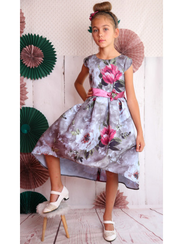 Официална детска рокля на цветя с къс ръкав 260СВБ