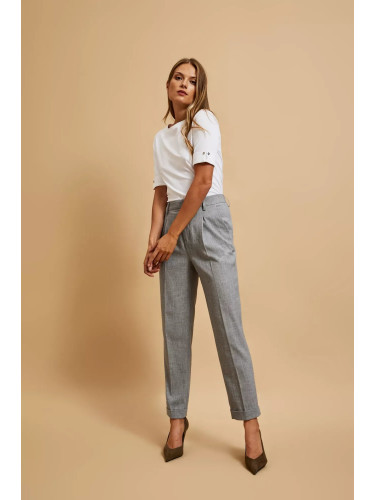 Marisse Gray Suit Trousers With Rolled-Up Legs And Creases
