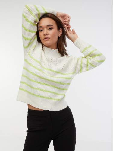 Orsay Green and White Women's Striped Sweater with Wool - Women
