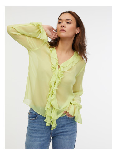 Orsay Light Green Women's Blouse with Ruffles - Women's