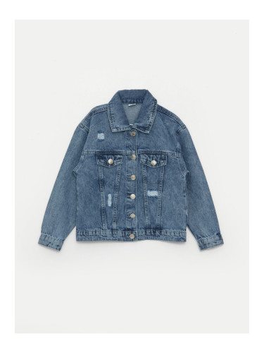 LC Waikiki Ripped Detailed Girl's Jean Jacket