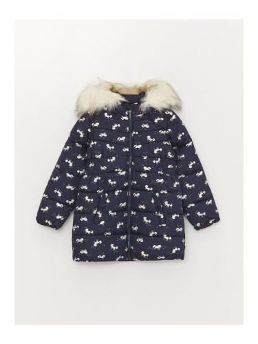 LC Waikiki Lcw Hooded Printed Girls Coat